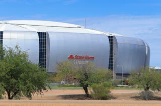 State Farm Stadium, home of the Arizona Cardinals, stands prior to the upcoming memorial service for political activist Charlie Kirk